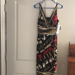 Black/Multi Party dress with built in bra.